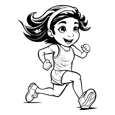 Illustration for Running Girl - Cartoon Illustration. Isolated on White Background. - Royalty Free Image