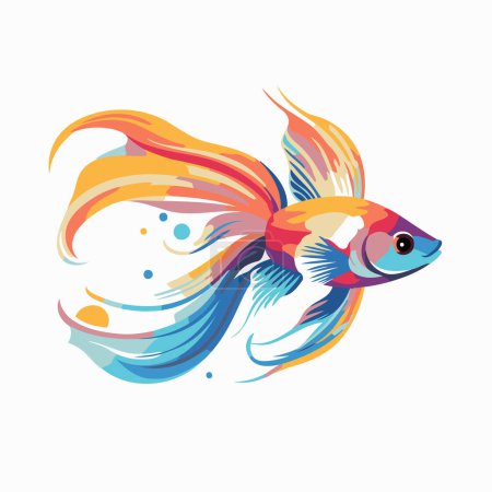 Ilustración de Colorido pez dorado sobre fondo blanco. Ilustración vectorial aislada. - Imagen libre de derechos