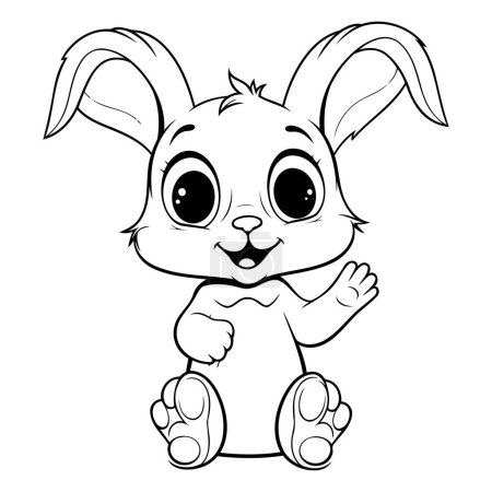Illustration for Cute Cartoon Easter Bunny. Vector illustration for coloring book or page. - Royalty Free Image