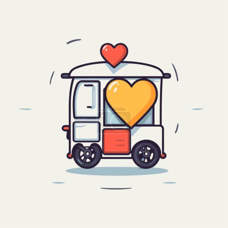 Illustration for Illustration of a Tuk Tuk with a heart on wheels. - Royalty Free Image