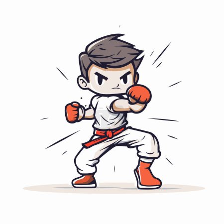 Illustration for Boy boxing. Sport vector illustration in cartoon style on white background. - Royalty Free Image