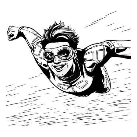 Illustration for Vector illustration of a man in a diving suit jumping in the air. - Royalty Free Image