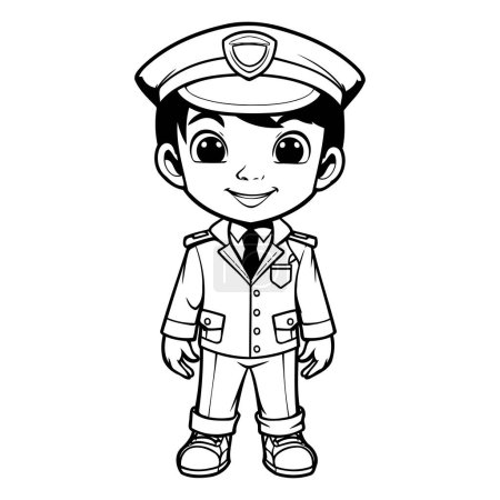 Téléchargez les illustrations : Mascotte de policier Dessin animé Illustration vectorielle du dessin animé. - en licence libre de droit