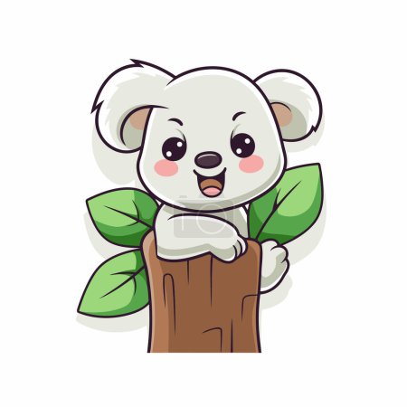 Téléchargez les illustrations : Mignon koala sur l'arbre. Un personnage de bande dessinée. Illustration vectorielle. - en licence libre de droit