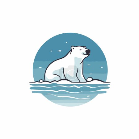 Polar bear on the ice. Vector illustration on white background.