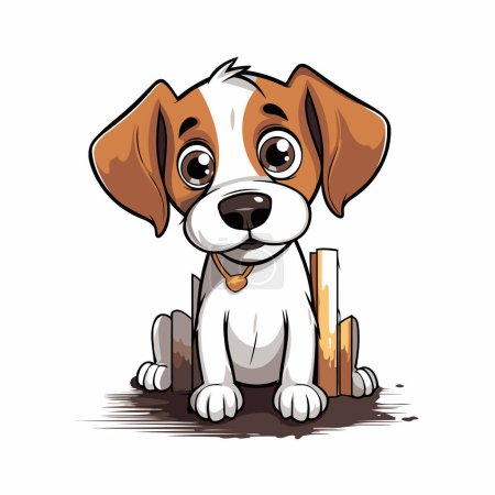 Illustration for Jack russell terrier dog with books. Vector illustration. - Royalty Free Image
