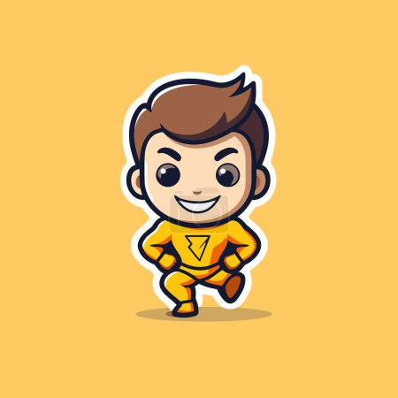 Illustration for Superhero Boy Cartoon Character Mascot Vector Icon Illustration Design - Royalty Free Image
