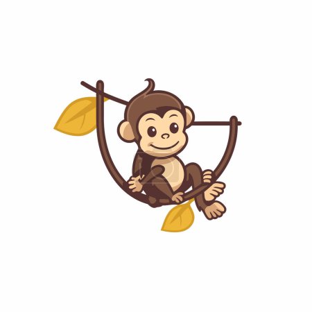 Illustration for Monkey cartoon character. Vector illustration isolated on a white background. - Royalty Free Image