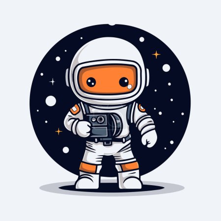 Ilustración de Astronauta en el espacio. Lindo vector de dibujos animados ilustración para su diseño - Imagen libre de derechos