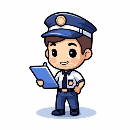 Illustration for Policeman - Cute Cartoon Mascot Character Illustration - Royalty Free Image