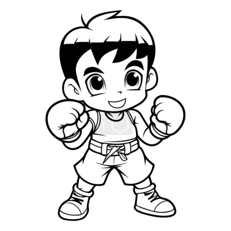 Téléchargez les illustrations : Mascotte Illustration d'un enfant garçon boxe Sport personnage de bande dessinée - en licence libre de droit