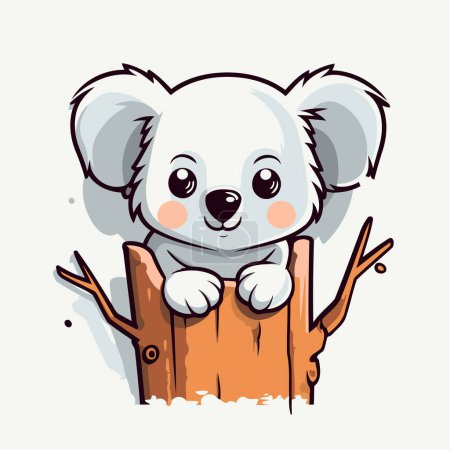 Téléchargez les illustrations : Mignon koala sur un arbre. Illustration vectorielle du personnage de dessin animé. - en licence libre de droit