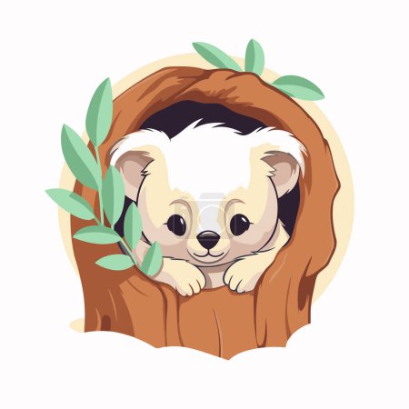 Téléchargez les illustrations : Mignon koala dans un trou dans l'arbre. Illustration vectorielle. - en licence libre de droit