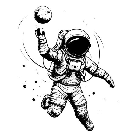 Illustration for Astronaut in outer space. Vector illustration for your design. - Royalty Free Image