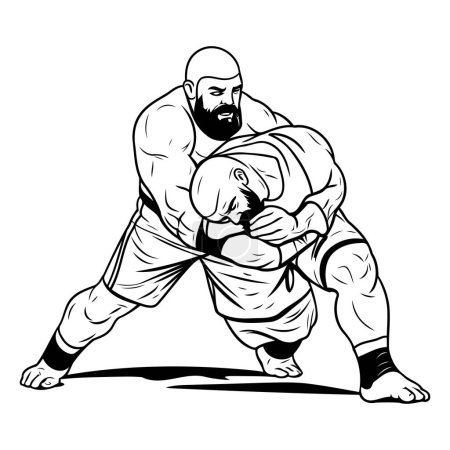 Ilustración de Peleador japonés de artes marciales. ilustración vectorial. Adecuado para impresión y páginas web. - Imagen libre de derechos