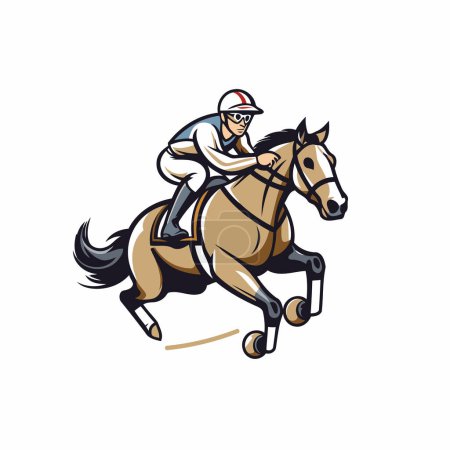 Ilustración de Jockey a caballo. jinete montando un caballo. ilustración vectorial - Imagen libre de derechos