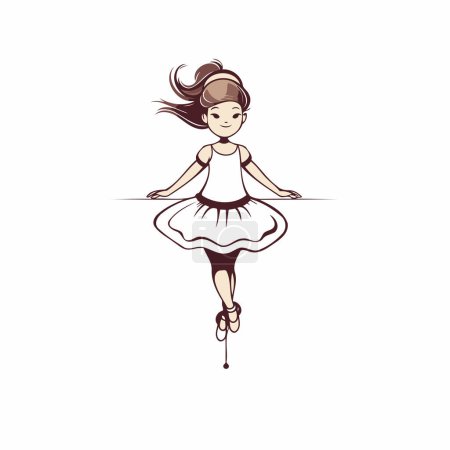 Cute little ballerina in tutu. Vector illustration.