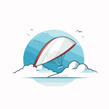 Ilustración de Parapente volando en el cielo azul. Ilustración vectorial. - Imagen libre de derechos