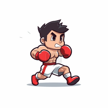 Ilustración de Boxeo Boxeador Dibujos Animados Mascota Personaje Vector Ilustración. - Imagen libre de derechos
