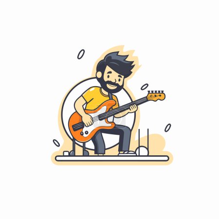 Téléchargez les illustrations : Homme jouant de la guitare. esquisse pour votre design. Illustration vectorielle EPS10 - en licence libre de droit