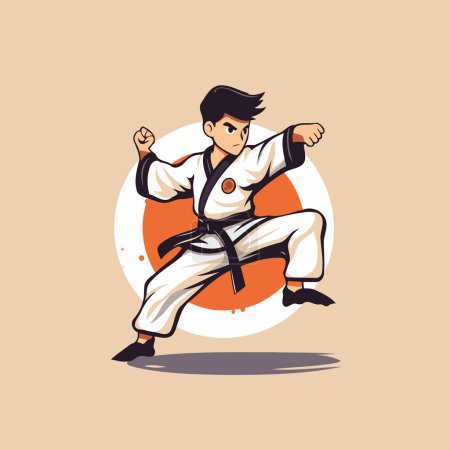 Illustration for Taekwondo vector illustration. karate fighter in kimono - Royalty Free Image