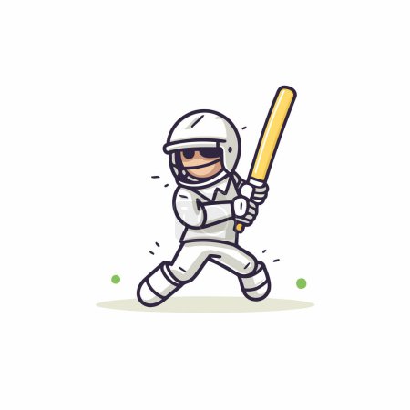 Téléchargez les illustrations : Joueur de cricket en uniforme et casque avec batte. Illustration vectorielle - en licence libre de droit