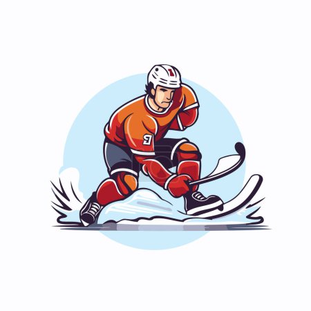 Téléchargez les illustrations : Illustration vectorielle du joueur de hockey sur glace. Joueur de hockey sur glace. - en licence libre de droit