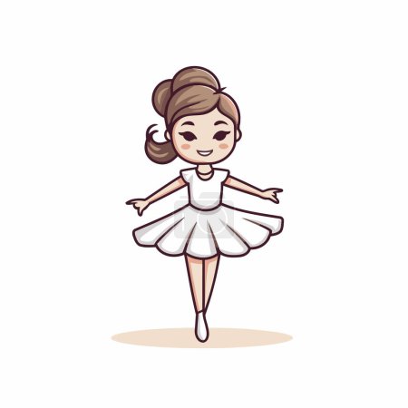 Illustration for Cute little ballerina in white tutu. Vector illustration. - Royalty Free Image