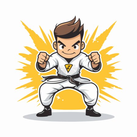 Téléchargez les illustrations : Illustration vectorielle du taekwondo. Karaté personnage de bande dessinée. - en licence libre de droit