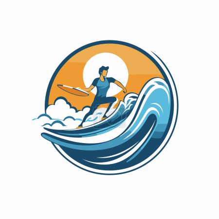 Illustration for Surfing logo. Surfer on the waves. Vector illustration. - Royalty Free Image