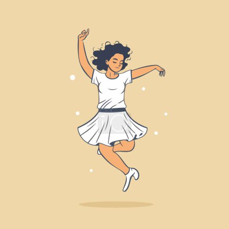 Ilustración de Ilustración vectorial de una chica bailando en el estilo de diseño plano. - Imagen libre de derechos