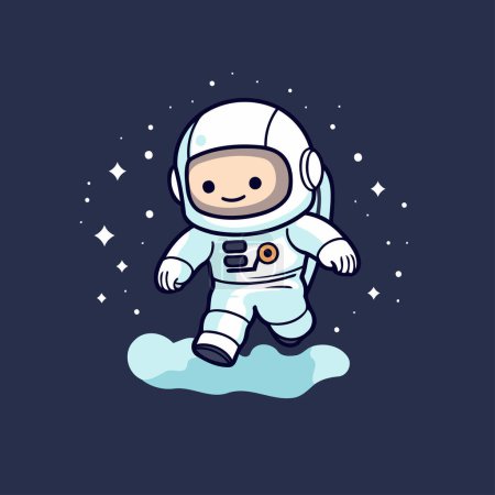 Illustration for Cute astronaut in outer space. Vector illustration. Flat design. - Royalty Free Image