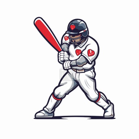 Illustration for Baseball player with bat and ball. vector illustration isolated on white background. - Royalty Free Image