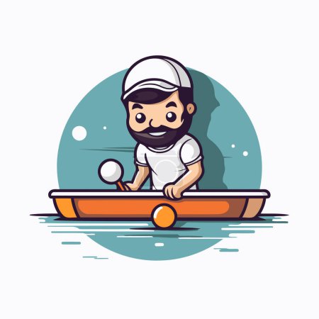 Man playing table tennis vector illustration. Cartoon character in flat style.