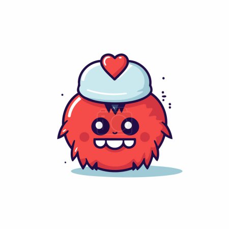 Illustration for Cute monster with hat and heart. Vector illustration in cartoon style - Royalty Free Image