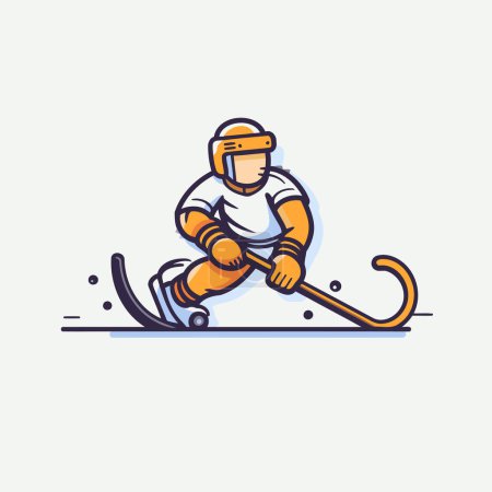 Illustration for Hockey player in action. vector illustration. Line art style. - Royalty Free Image