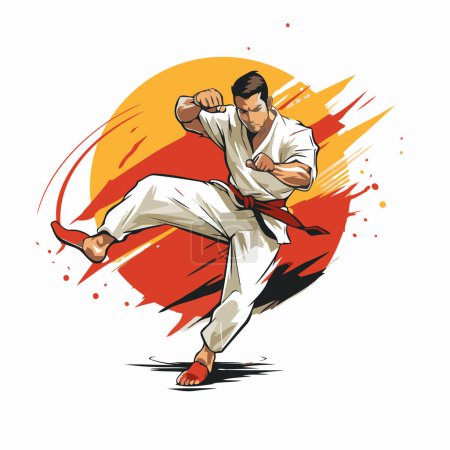 Illustration for Karate karate fighter vector illustration. karate karate kick - Royalty Free Image