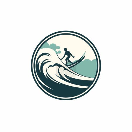 Illustration for Surf logo design template. Surfer icon. Vector illustration. - Royalty Free Image