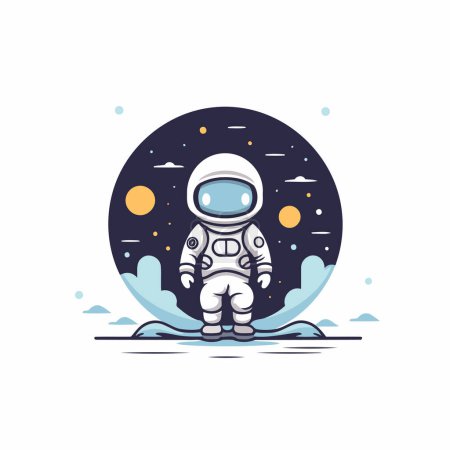 Illustration for Astronaut in outer space. flat vector illustration on white background. - Royalty Free Image