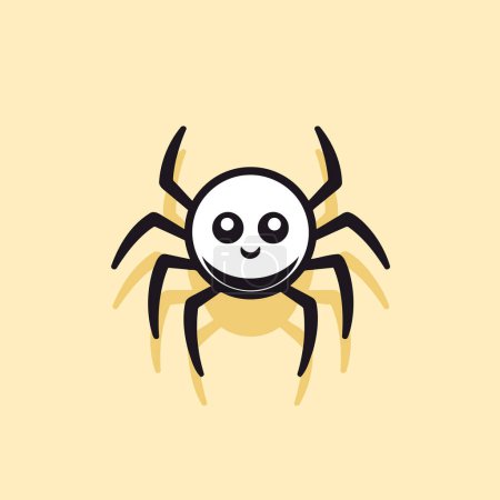 Téléchargez les illustrations : Icône d'araignée en style plat. Illustration vectorielle Halloween sur fond jaune. - en licence libre de droit