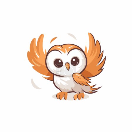 Illustration for Cute owl cartoon character vector Illustration isolated on a white background. - Royalty Free Image