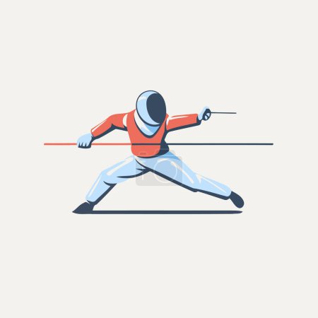 Illustration for Fencing sport icon. Vector illustration in flat style. Sport theme. - Royalty Free Image