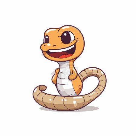 Illustration for Cute cartoon snake isolated on a white background. Vector illustration. - Royalty Free Image