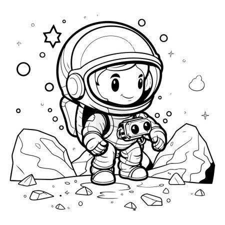 Ilustración de Libro para colorear para niños: Astronauta en traje espacial y casco - Imagen libre de derechos