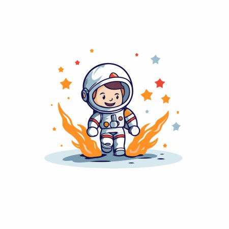 Illustration for Cute astronaut boy in space suit. Vector illustration on white background. - Royalty Free Image