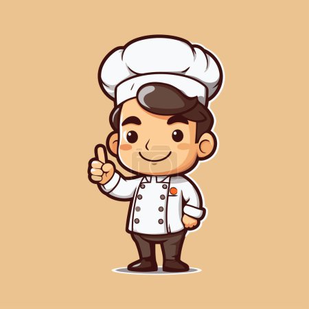 Illustration for Cute Chef Boy Cartoon Mascot Character Vector Illustration. - Royalty Free Image