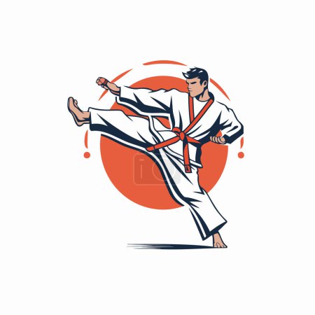 Téléchargez les illustrations : Du taekwondo. Arts martiaux. Illustration vectorielle sur fond blanc. - en licence libre de droit