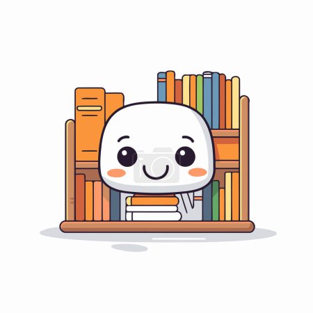 Illustration for Cute book shelf character. Vector illustration in a flat style. - Royalty Free Image
