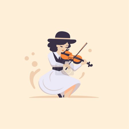 Téléchargez les illustrations : Violoniste jouant du violon. Illustration vectorielle en style plat. - en licence libre de droit