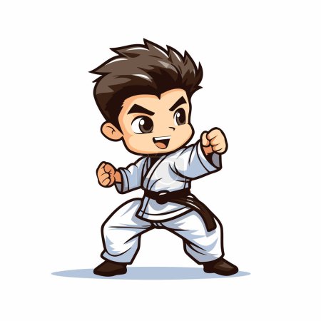Illustration for Taekwondo Boy Cartoon Mascot Character Vector Illustration - Royalty Free Image